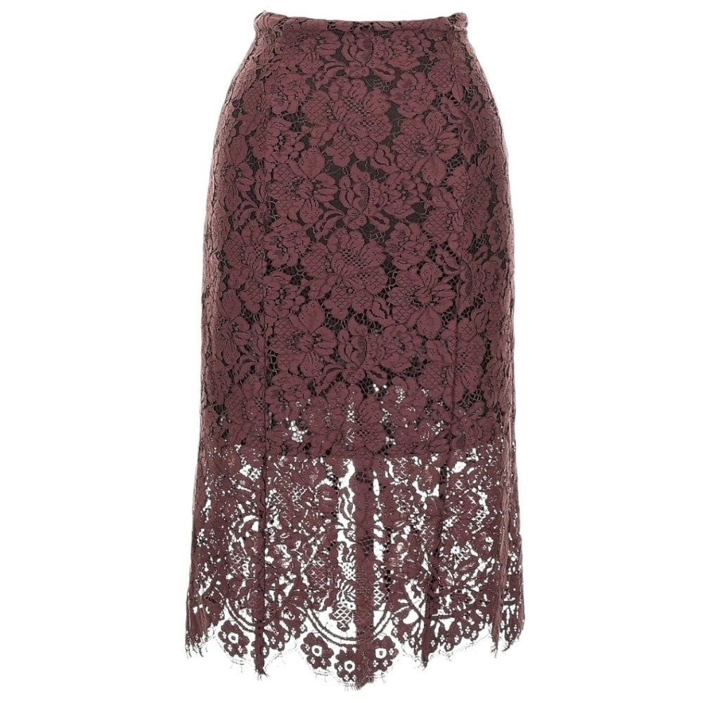 GANNI Jerome Lace Midi Skirt EU 34 US 2 Dusty Rose Sheer Hem Dark Romantic